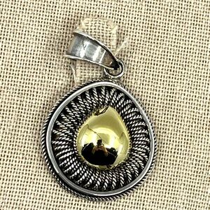 Vintage Suarti Handcrafted Indonesian Pendant 18K Gold and Sterling Silver
